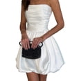 thumbnail image 2 of Summer Strapless Mini Dress Sleeveless Smocked Flowy A Line Beach Tube Top Dresses for Women White S, 2 of 9