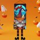 thumbnail image 2 of Decoraciones para fiesta de Halloween, bandera colgante de patas largas, 2 piezas de tela de fondo y colgador de puerta, letrero colgante de Halloween, decoración, 2 of 5
