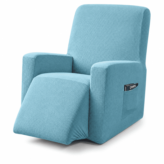 FURMORA Recliner Slipcover with Pockets Stretch Furniture Chair Cover,Light Blue Recliner Chair Covers