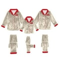 thumbnail image 6 of Family Christmas Pajamas Matching Sets Plush Fleece Pajamas Long Sleeve Button down Festival Party Sleepwear Top and Pants 2 Piece Set Xmas Family Pajamas Matching Sets, 6 of 6