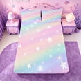thumbnail image 5 of meiyoeat Colorful Gradient Bed Sheets,Cute Rainbow Stars Print Full Size Sheets For Girl,4-Piece,1 Flat Sheet,1 Fitted Sheet and 2 Pillowcases, 5 of 6