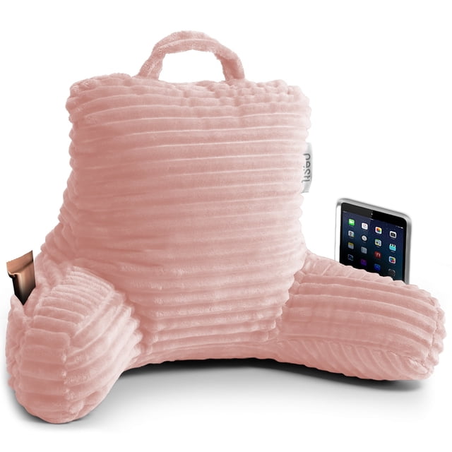 Nestl Almohada de Lectura para Niños y Adolescentes, Pequeña con Respaldo Brazos, Descanso Memory Foam Triturada, Color Beige Durazno.