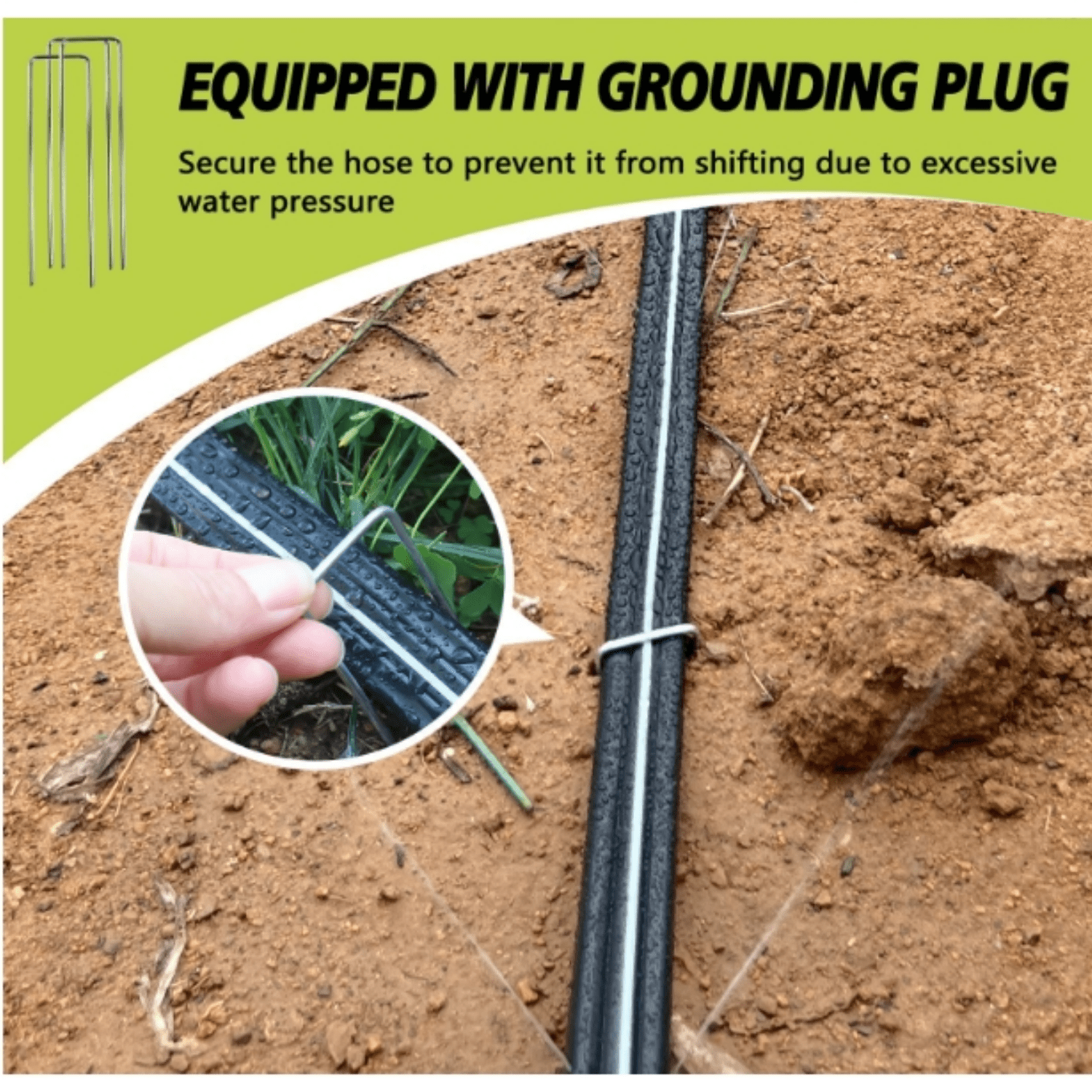 Hose with Holes, Flat Soaker Hose 100 Ft (25 ft 4pack) with Garden Staples and Splitters, Watering Drip Irrigation Hoses for Lawn, Vegetable and Garden Beds