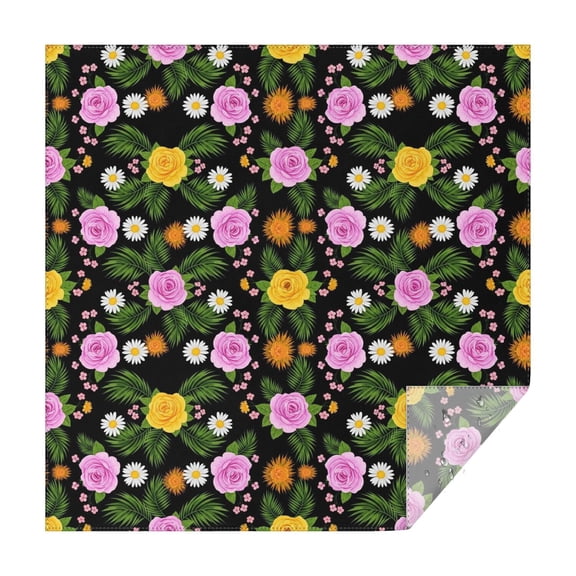 Pioneer Flower Floral Print Pattern Square Tablecloth, Waterproof Wipeable Spillproof Washable Table Cover for Home Kitchen Party Decor, 42"x42"