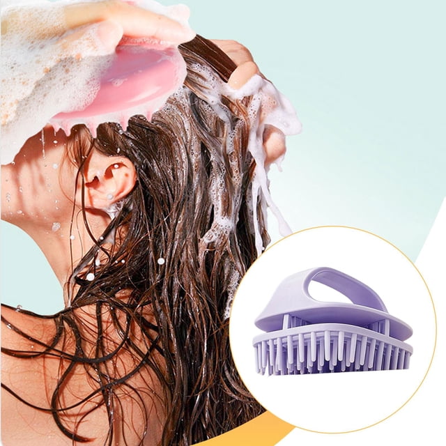 Zentra Compact Shampoo Brush for All Hair Types Deep Cleaning Rubber Massager Ergonomic Purple