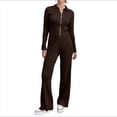 thumbnail image 3 of Conjunto de Dos Piezas para Mujer, Pantalón Deportivo de Pierna , Media Cremallera, Larga y Cuello en V. Café L, 3 of 7