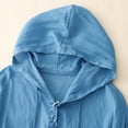 thumbnail image 3 of Hvot&aat Women's Lightweight Cotton Linen Hoodie Solid Color Long Sleeve Button Down Drawstring Casual Outerwear, 3 of 7