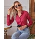 thumbnail image 5 of Camisas con botones para mujer Siliteelon, corte ajustado, color rojo XL, 5 of 9