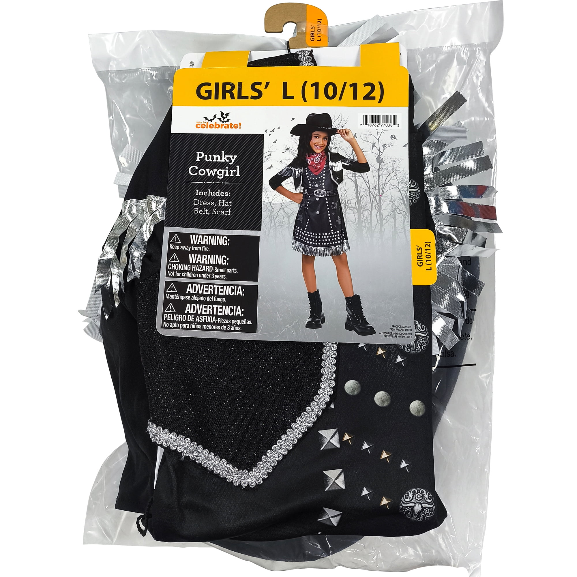 Punky Cowgirl Halloween Costume for Children, Girls' Size L (10/12), by Way to Celebrate