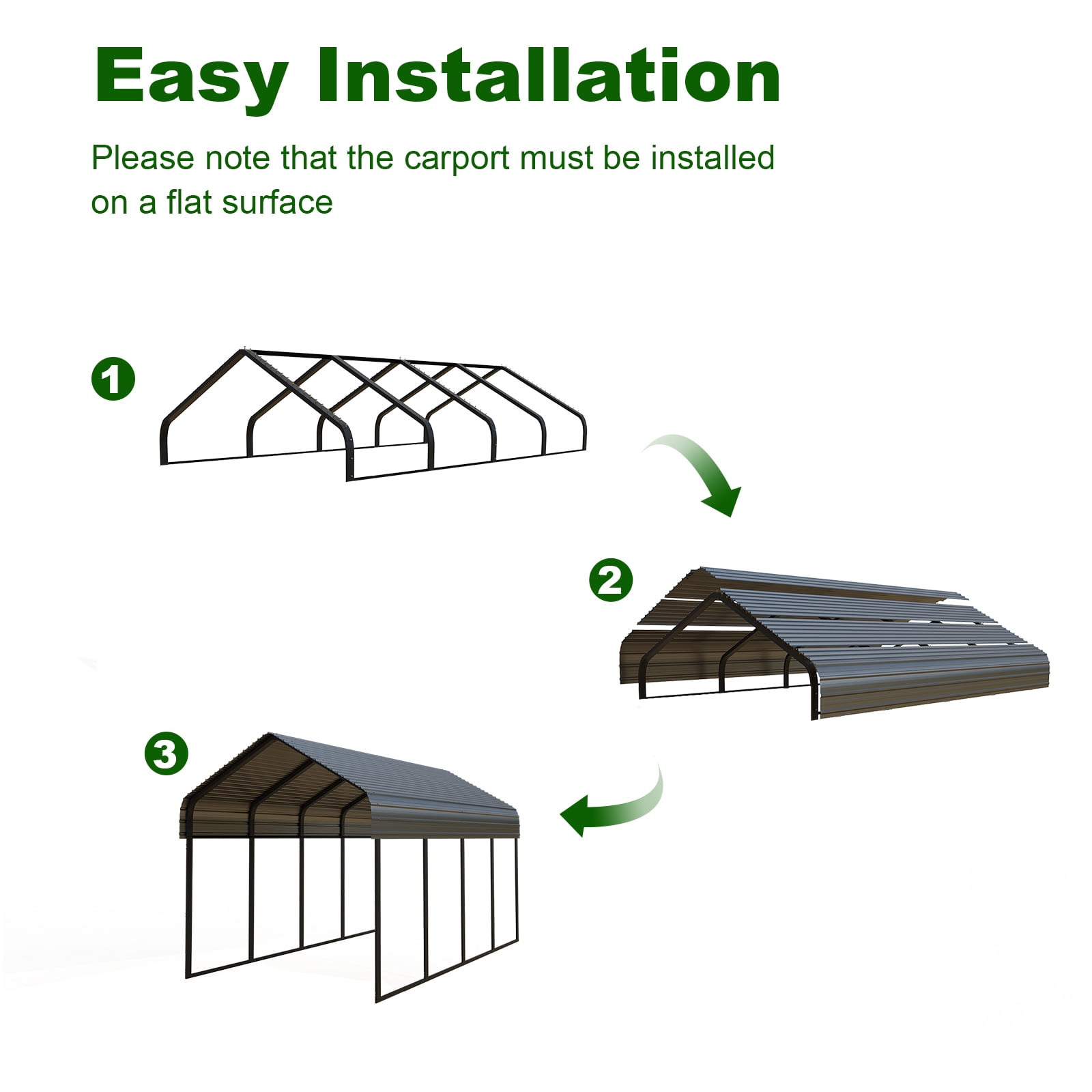 10x20FT Heavy Duty Metal Carport, All Weather Protection, Rust/Wind/UV Resistant, Portable Shelter for Cars, SUVs, Trucks, RVs, Boats