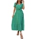 thumbnail image 1 of Vestido PRETTYGARDEN grande verde con flores estilo bohemio, cruzado con escote en V, 1 of 8
