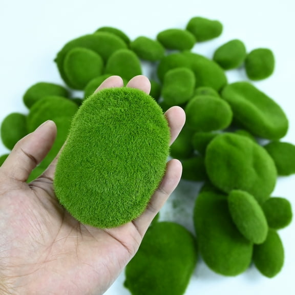 40PCS Artificial Moss Rocks (4 Sizes), Green Moss Decor for Floral Arrangements, Fairy Gardens and Crafting