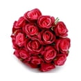 thumbnail image 1 of Flores artificiales Injueey Arreglo de ramo de novia de flores falsas Rojo oscuro, 1 of 6