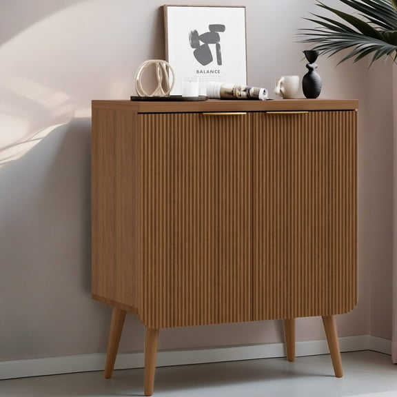 Syemin Buffet Cabinet with Storage, Multifunctional Storage Cabinet with 4 Doors, Modern Sideboard Buffet Credenzas for Living Room, Entryway, Hallway, Walnut