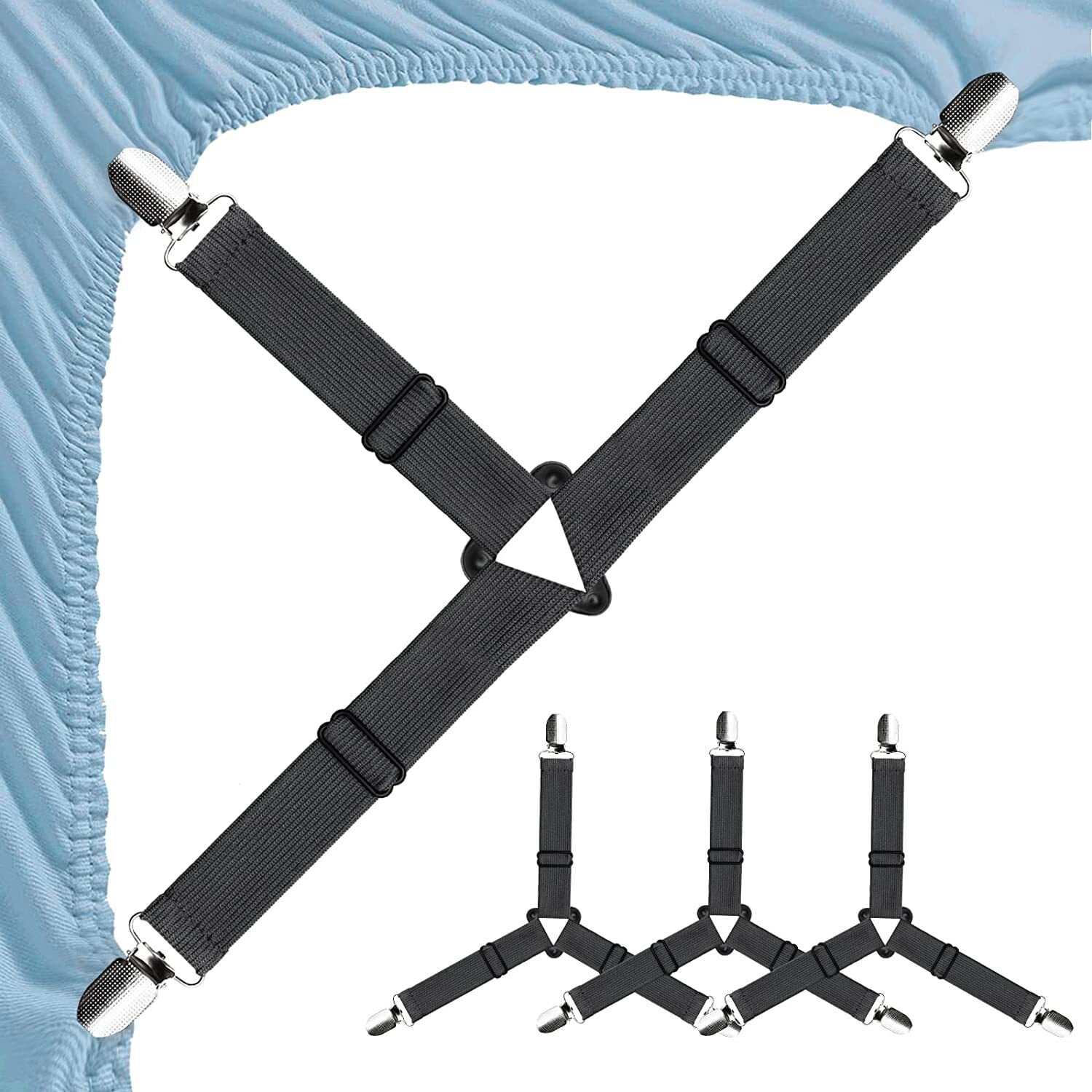GoXteam Bed Sheet Holder Straps, Adjustable Bed Sheet Fastener and