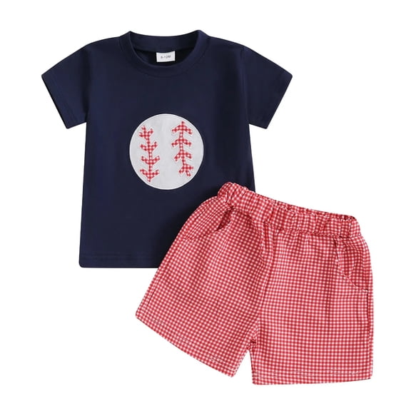 Ymyiu Toddler Boy Cotton Summer Outfits Summer Toddler Baby Boy Clothes Aunties Boy Outfits Short Sleeve Tops Shorts Set 12-18 Months (Blue,12-18 Months)