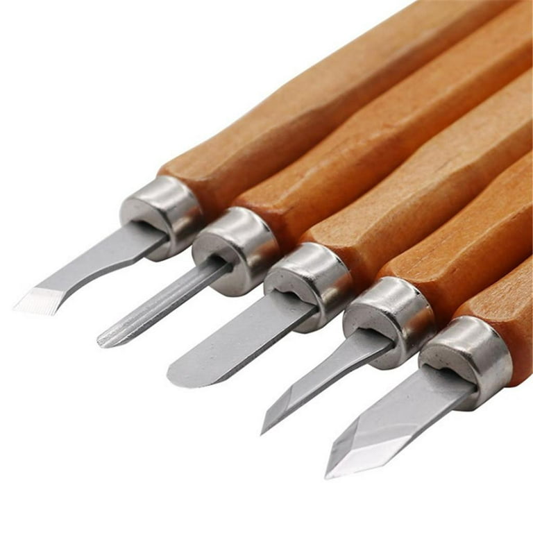 12 Pieces Steel & Wood Engraving Tools for Rubber, Small Pumpkin, Soap, Vegetables and for Kids & Beginners with Reusable Storage Case, Kids Unisex