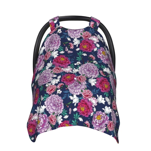 Car Seat Cover Baby - Carnations Flowers Butterfly Breathable Infant Car Seat Cover for Baby Carseat, Lightweight Comfort Baby Essentials Must Haves Newborn Stuff for Girl Boy