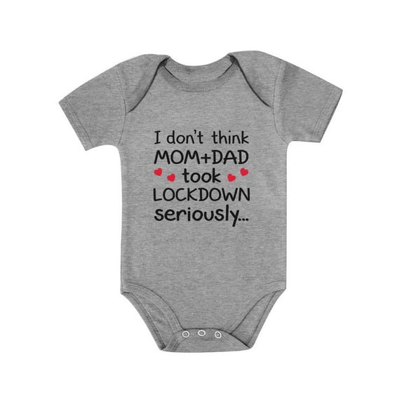 Newborn Baby Funny Social Distancing Quarantine Announcement Baby Bodysuit 6M (3-6M) Gray