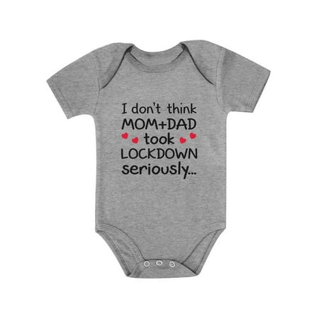 

Newborn Baby Funny Social Distancing Quarantine Announcement Baby Bodysuit 12M (6-12M) Gray