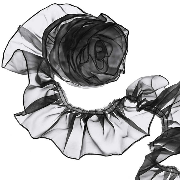 Cinta decorativa ANCIRS, encaje de organza negra de 3 yardas
