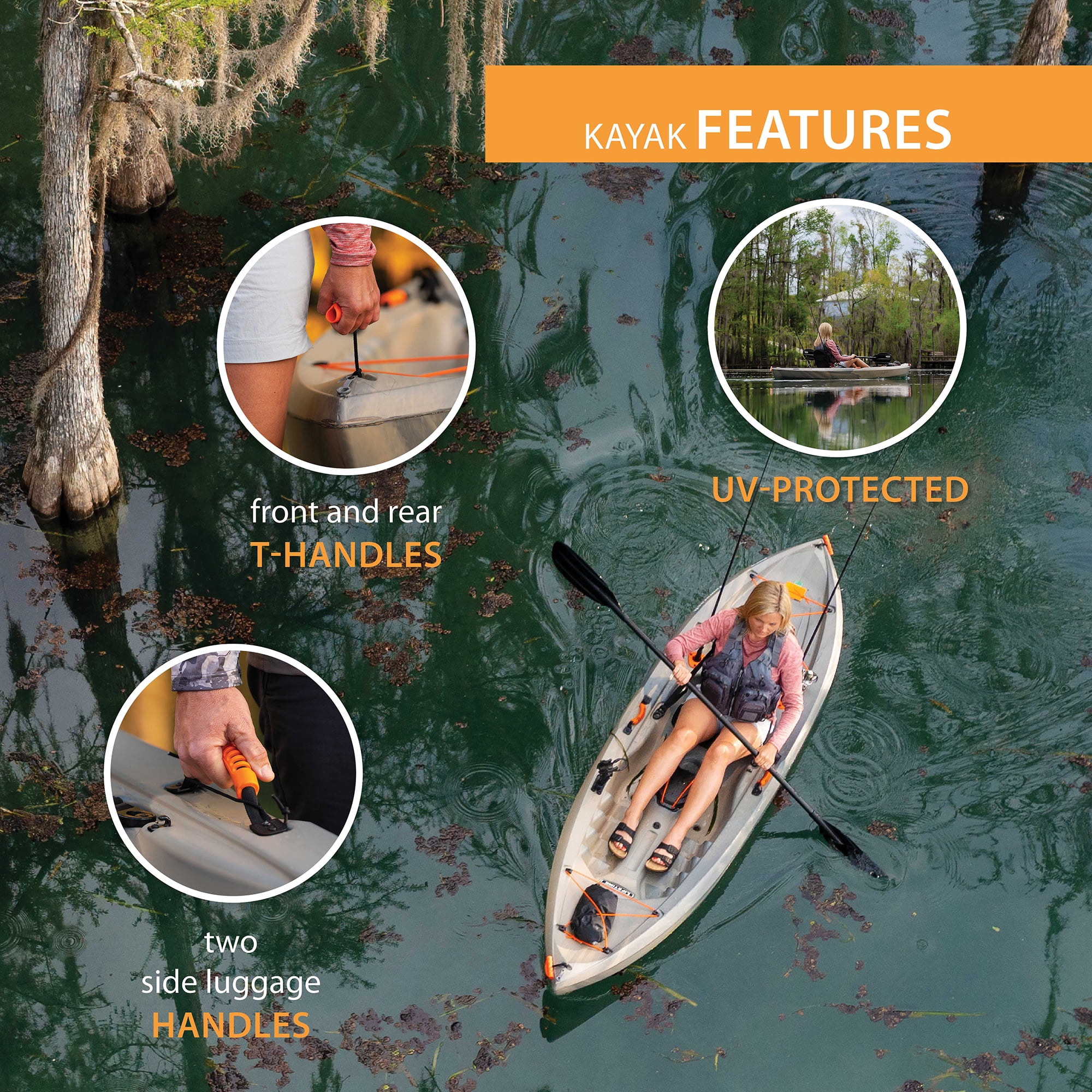 (3 pack) Lifetime Tamarack Angler 10 ft Sit-On-Top Fishing Kayak with Paddle, Recon Fusion (91196)