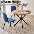 thumbnail image 5 of 5 Piece Round Dining Table Chairs Set for 4 - Mid-Century Modern Oak Kitchen Table with 4 Blue Velvet Chairs, Coffee Table & Chair with Black Metal Legs for Dining Living Room, Apartment, 5 of 7