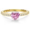 thumbnail image 3 of Gem Stone King 14K Two Tone Gold Pink Moissanite and Lab Grown Diamond Engagement Ring for Women | 1.23 Cttw | Heart Shape 6.5MM | Gemstone Birthstone | Size 8, 3 of 6