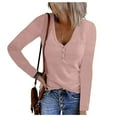 thumbnail image 2 of Akiihool Winter Tops for Women Long Sleeve Womens Oversized Button Down Long Sleeve Shirts Side Slit Dressy Casual Blouses Loose Fit Tunic Tops (Pink,XL), 2 of 5