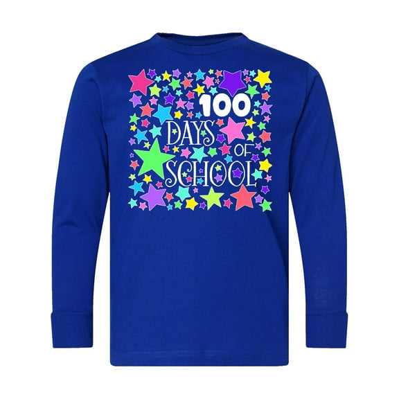 Inktastic 100 Days of School Pastel Stars Long Sleeve Youth T-Shirt