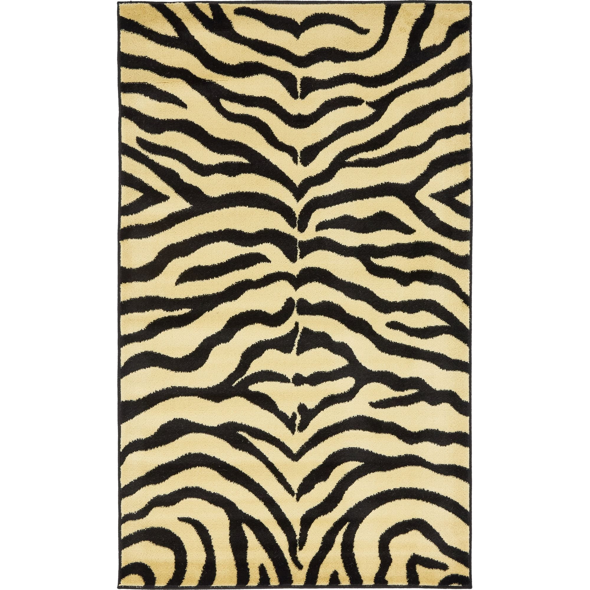 Unique Loom Wildlife Animal Print Modern Area Rugs, Beige/Black, 3' 3 x 5' 3