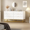 thumbnail image 2 of Commode Moderne à 6 Tiroirs avec Base en Métal Doré et Motif Géométrique, Grande Capacité, Commode pour Chambre, Salon et Entrée, 2 of 7