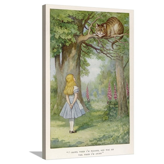 Art.com Cheshire Cat Stretched Canvas Print Wall Art by John Tenniel, 24" x 36"