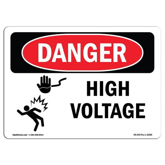 SignMission OS-DS-A-1824-L-2186 18 x 24 Po Signe de Danger OSHA - Haute Tension