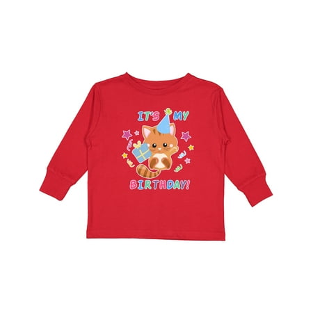 

Inktastic Its My Birthday with Kitten Stars and Confetti Boys or Girls Long Sleeve Toddler T-Shirt