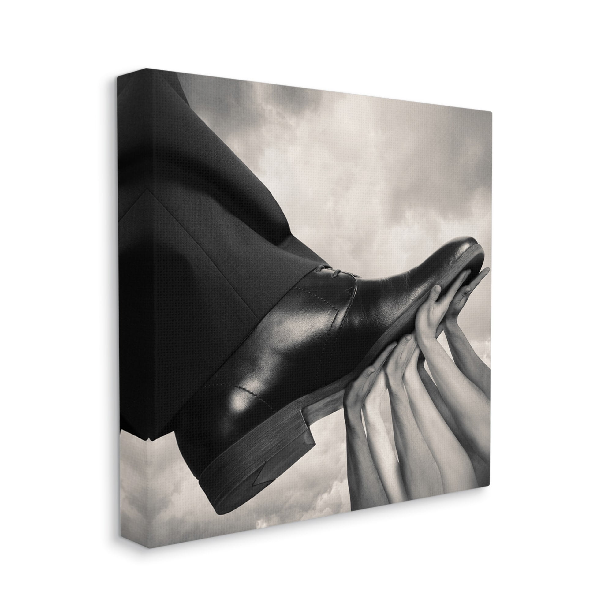 Stupell Industries Hands Holding Dress Shoe Monochrome Photography Clouds Canvas Wall Art, 30 x 30, Design by Tommy Ingberg