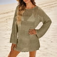 thumbnail image 5 of Delconic Women's Cover Up Edge Hollow Beach Cover Up Loose Dress Khaki 2XL, 5 of 6