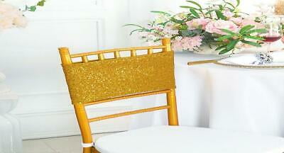 10 x New Gold Lycra Spandex Chair Cover Bands Wedding Event Banquet Yellow 