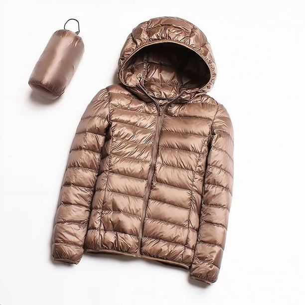 Chaqueta de plumón ligera para mujer, versión con capucha, chaqueta de plumón de pato blanca corta para mujer, chaqueta de plumón ligera para mujer