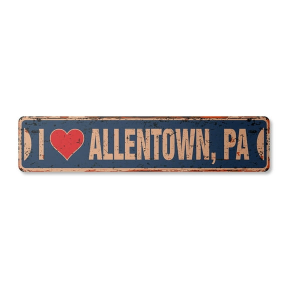 I LOVE ALLENTOWN PENNSYLVANIA Vintage Plastic Street Sign pa city state us wall road décor gift | Indoor/Outdoor | 24" Wide