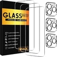 thumbnail image 1 of 3 Pack Screen Protector for iPhone 13 Pro with 3 Pack Camera Lens Tempered Glass Protector, 6.1 Inch HD Clear Glass Film 9H Hardness Full Coverage, Scratch Resistent, No Air Bubbles, 1 of 6
