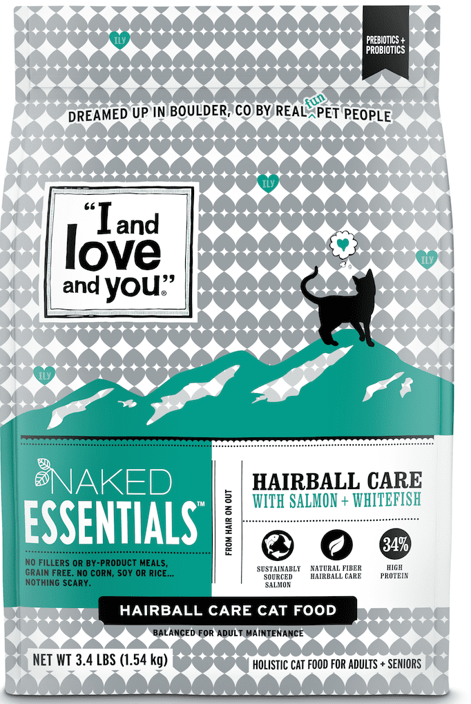 (2 pack) "I and love and you" Naked Essentials Dry Cat Food, Hairball Care with Whitefish and Salmon, 11 lb