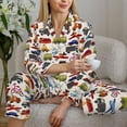 thumbnail image 6 of Pajama Sets for Women 2 Pcs, Transport Button Down Long Sleeve Sleepwear Lounge PJ Sets, 6 of 6