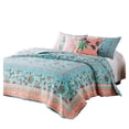 thumbnail image 2 of 2 Piece Twin Quilt Set with Floral Print, Blue and White- Saltoro Sherpi, 2 of 4