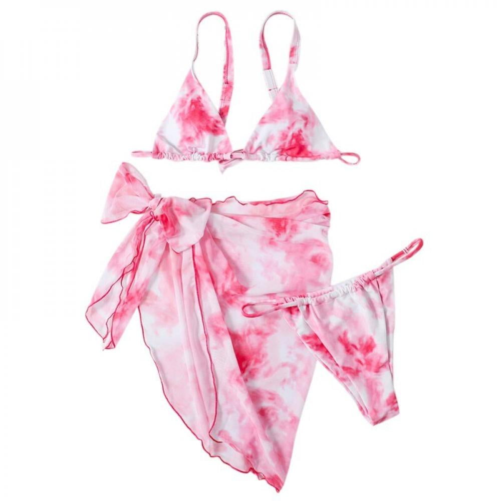 Normaal gesproken Puno evenwichtig Clearance!Women's Bikini Summer Fashion Decoration High Waist Hip Split  Three-piece Suit Bikini Pink L - Walmart.com