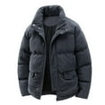 thumbnail image 4 of Corduroy Quilted Jacket Stand Collar Winter Warm Coat For Outdoor Windproof Cold Weather, 4 of 5