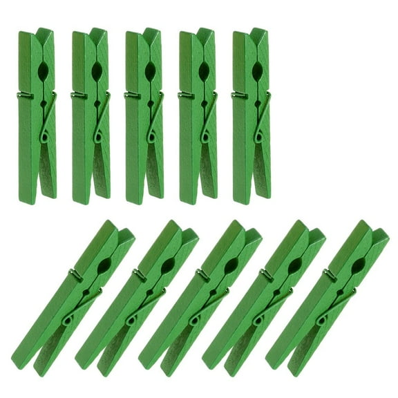 GAXIRE 40Pcs Big Wooden Clip Green Rectangular for Clothespins Holding Clothes Prevent Falling Metal 2.9In