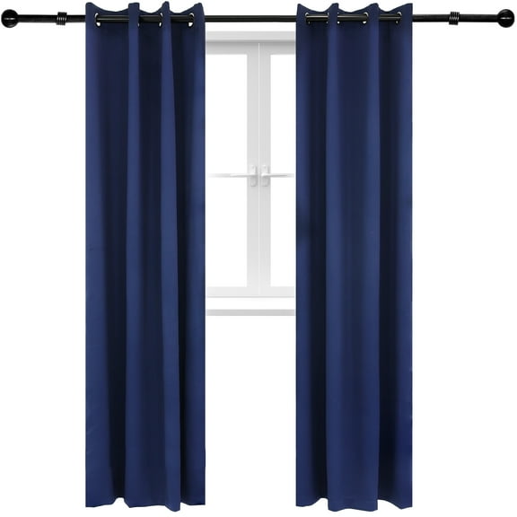 Sunnydaze Modern 2-Piece Blue Solid Blackout Indoor or Outdoor Curtain Set
