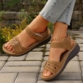 thumbnail image 4 of vokkrv Women's Comfortable Arch Support Dressy Flat Sandals Open Toe Walking Sandals for Summer Brown 9.5, 4 of 7