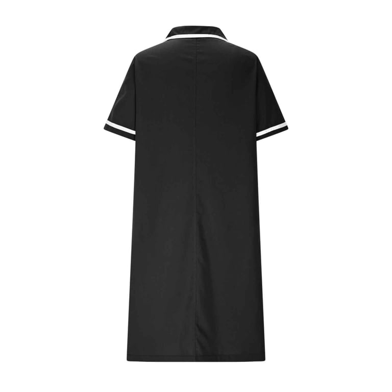 black scrub dress Uniform Scrub Dresses for Women Short Sleeve Button Down Cardigan Midi  Dress Scrubs Nurse Shirts for Women for Work Custom Scrubs with Pockets,  White